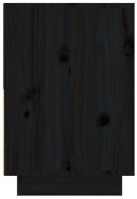 Comodini neri 2 pz 60x34x51 cm in legno massello di pino