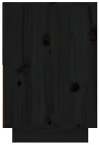 Comodini neri 2 pz 60x34x51 cm in legno massello di pino