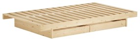 Letto matrimoniale in legno di pino con contenitore con griglia color naturale 140x200 cm Kanso - Karup Design