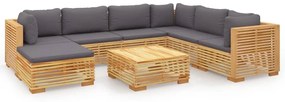 Set divani da giardino 8 pz con cuscini legno massello di teak