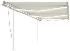 Tenda Da Sole Retrattile Manuale Con Led 6x3 M Crema /