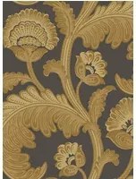 Cole & Son Carta da parati Fanfare Flock - Ochre on Charcoal