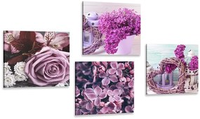 Set di quadri – Natura morta lilla