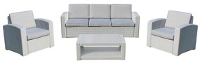 LACUS - salotto da giardino completo di cuscini intreccio in rattan sintetico