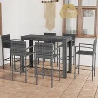 Set Bar da Giardino 7 pz con Braccioli in Polyrattan Grigio cod mxl 40515