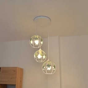 Lampadario a sospensione per bambini STARS 3xE27/15W/230V verde/bianco