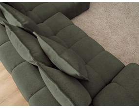 Divano angolare verde allungabile e con contenitore (penisola a destra/chaise lounge) con rivestimento in ciniglia Everest – Bobochic Paris