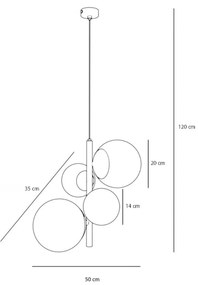 ALDEX Lampada a sospensione Dione, opalino/crema, a 4 luci