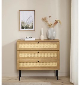 Cassettiera bassa effetto rovere naturale 80x75 cm Pensacola - Unique Furniture