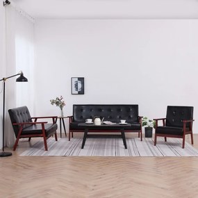 Set Di Divani 3 Pz Nero İn Similpelle /