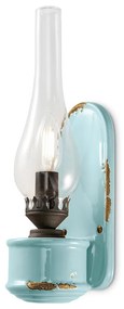 Applique Vintage Candela Ceramica Azzurra 1 Luce E14