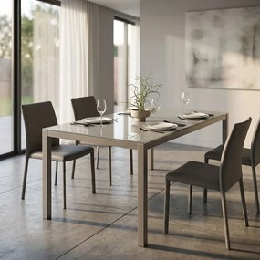 BENNETT - tavolo da pranzo moderno allungabile in acciaio e vetro