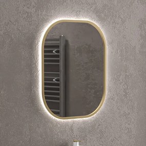 Specchio bagno led retroilluminato 70x80 cm cornice oro | KAM-S6700G - KAMALU