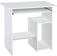 EasyComfort Scrivania per Computer Porta PC Moderna Salvaspazio, Scrivania da Uffcio con Ripiano per CPU e Mensola Tastiera Estraibile in Legno, 80x45x75cm, Bianco