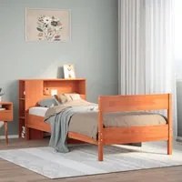 Letto Libreria senza Materasso Marrone Cera 90x190 cm in Pino 3322971