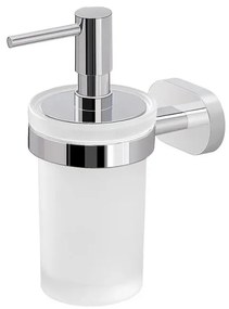Dispenser sapone liquido a muro Gedy serie Bernina in acciaio inox cromato e vetro
