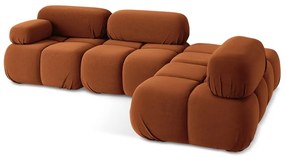 Divano angolare componibile arancione (con penisola a destra) con rivestimento in velluto Lokua – Makamii