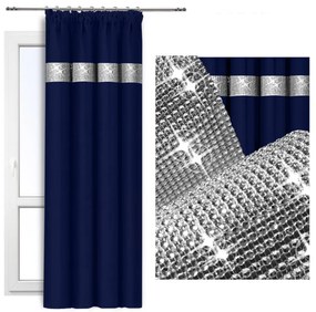 Tenda con nastro e zirconi 140x250 cm blu navy