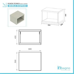Mobile bagno sospeso aperto 60 cm Master grigio nuvola