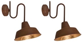 Set di 2 lampade da parete ruggine con interno oro - Factory