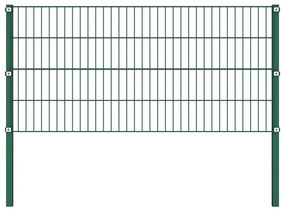 Pannello di Recinzione con Pali in Ferro 1,7x0,8 m Verde