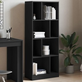 Libreria Nera 57x28,5x141 Cm İn Legno Multistrato /