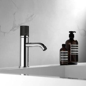 Kamalu - Miscelatore lavabo cromo con dettaglio in marmo nero | MARMO-NERO