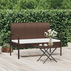 Panca da giardino con cuscino marrone 105 cm in polyrattan