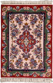 Isfahan Tappeto 100x80 Beige (Iran) Annodato A Mano