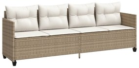 Set divano da giardino 5 pz con cuscini beige in polyrattan