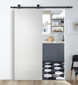Porta scorrevole reversibile Mast in mdf bianco, L 93 x H 212 cm, con binario Industrial