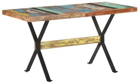 Tavolo Da Pranzo 140x70x76 Cm İn Legno Massello Di Recupero /