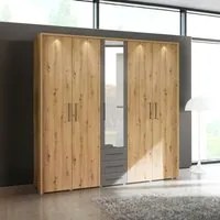 Armadio stile industry 5 ante battenti, finitura Rovere oak e Grigio, ZFMSID78221011