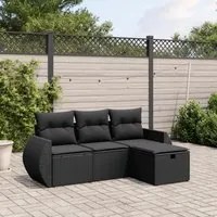 Set Divani da Giardino 4 pz con Cuscini Nero in Polyrattancod mxl 91495