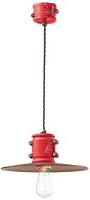 Lampadario Vintage Urban Ferro E Ceramica Rosso 1 Luce E27 40Cm