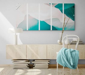 Quadri 5 pezzi – Astrazione blu moderna