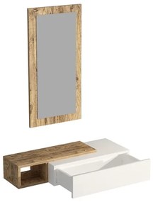 Mensola da parete + specchio VIEN bianco/pino atlantic