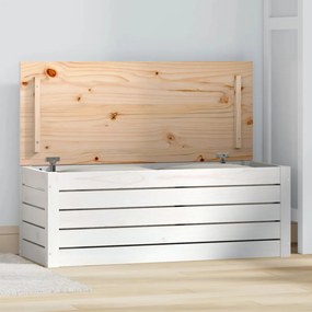 Contenitore Portaoggetti Bianco 89x36,5x33cm Massello Di Pino /