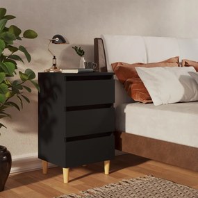 Comodino con gambe in legno massello nero 40x35x69 cm