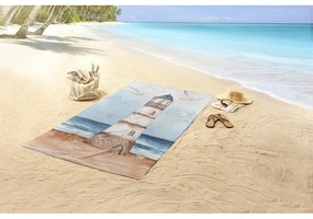 Telo mare blu/marrone in velluto 100x180 cm Berlin – Good Morning