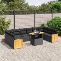 Set Divani da Giardino 11 pz con Cuscini in Polyrattan Nero 3274128