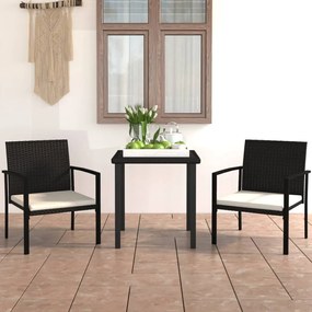 Set Da Pranzo Da Giardino 3 Pz İn Polyrattan Nero /