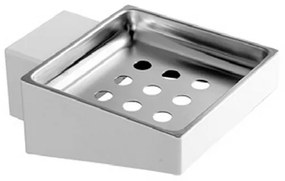 Kamalu - Portasapone sospeso con drenaggio in acciaio inox bianco opaco | NUEVO-B