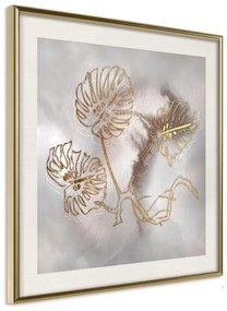 Poster  Golden Monstera Leaves  Cornice Quadri Cornice d'oro con passe-partout, Larghezza x Altezza Home decor 30x30