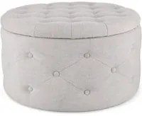 Pouf Contenitore Porta Scarpe 70x40 cm Ernestine in Tessuto Grigio Chiaro