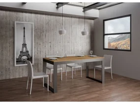Tavolo Tecno Evolution piano Quercia Natura 90x120 Allungato 90x224 telaio Antracite