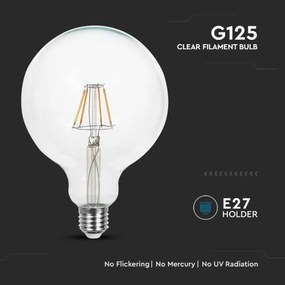 Lampadina LED FILAMENT G125 E27/6W/230V 3000K