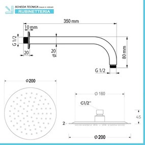 Set doccia incasso completo con soffione 20 slim e kit doccia  Punta+