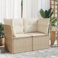 Divano da Giardino con Cuscini a 2 Posti Beige in Polyrattancod mxl 87098