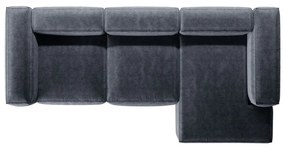 Divano angolare blu polveroso (con penisola a destra/con chaise lounge) con rivestimento in velluto a coste Bergamo – Cosmopolitan Design